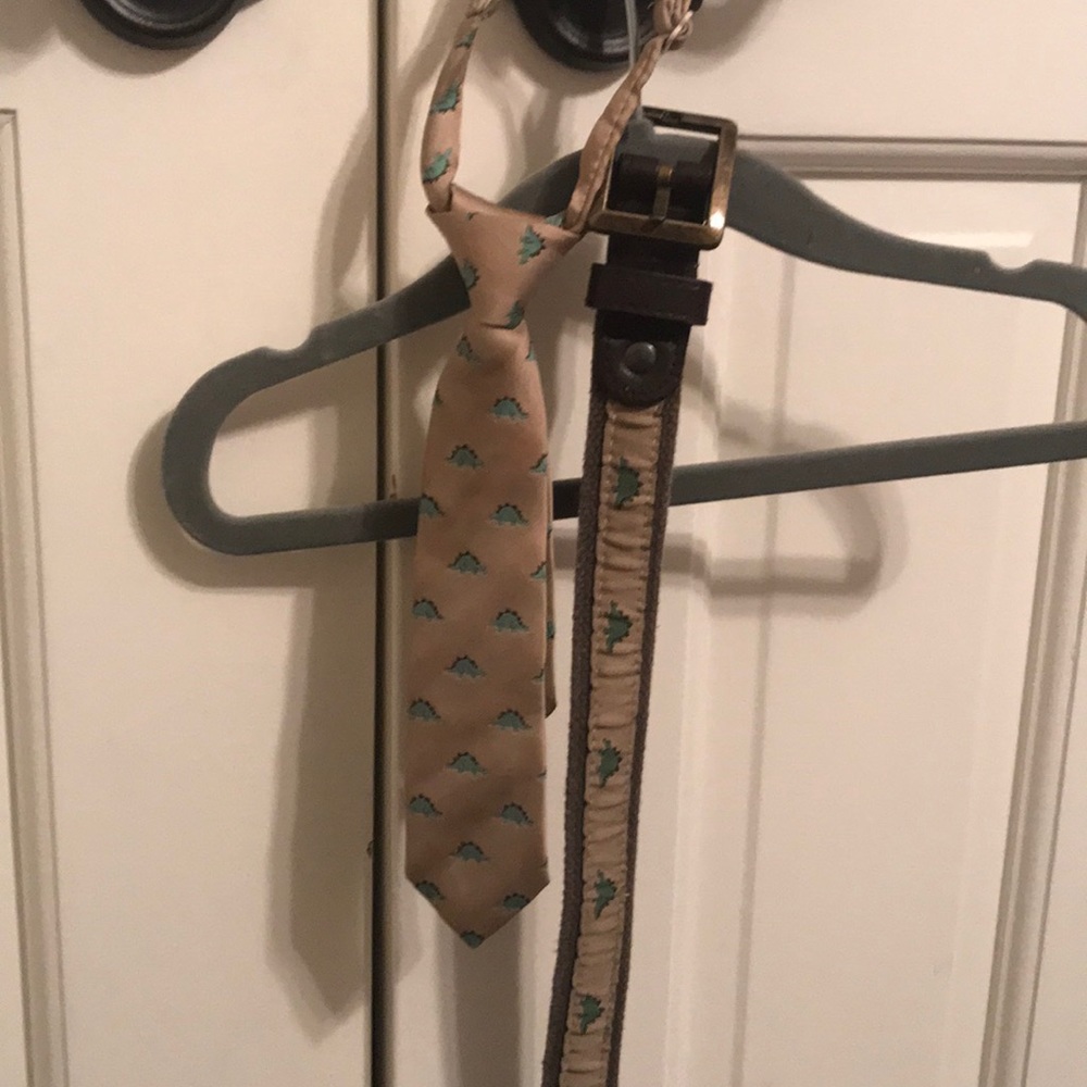 Matching Children’s Place dinosaur tie and belt